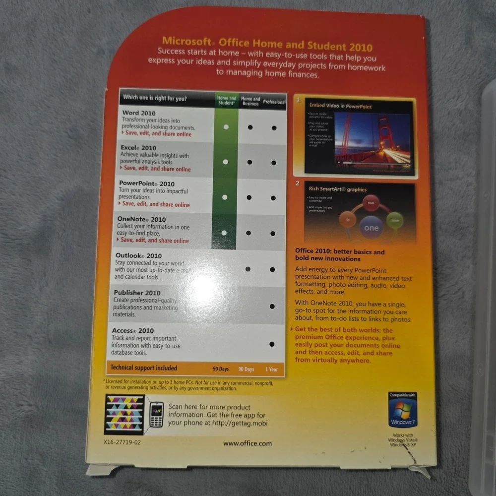 Microsoft Office Home and‎ Student 2010 Family Pack 3 PC Windows DVD Product Key